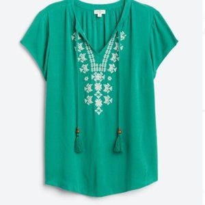 Top - Embroidered with flutter sleeve
